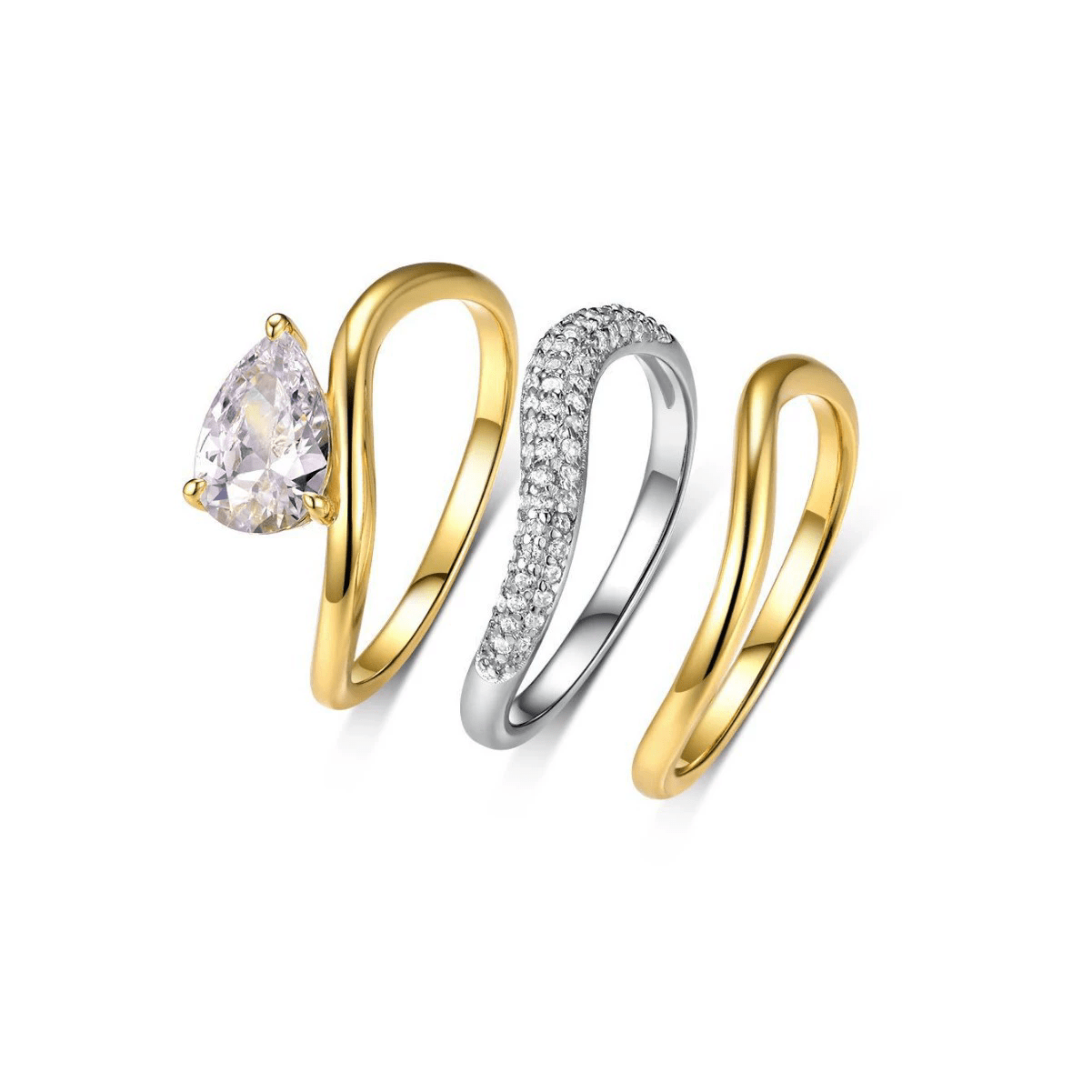Women's 925 Silver Pear Cut Moissanite Wedding Engagement Ring Set